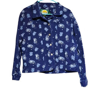 Cabela’s Vintage 90s Blue Paisley Button-Up Shirt Jacket Shacket Women’s L